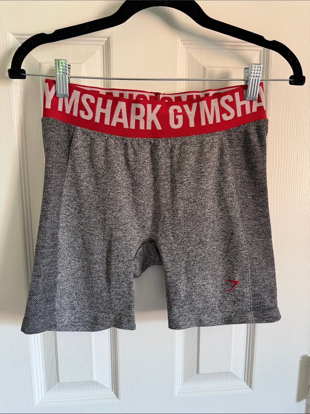 Gymshark Heather Gray Shorts with Red Branded Waistband